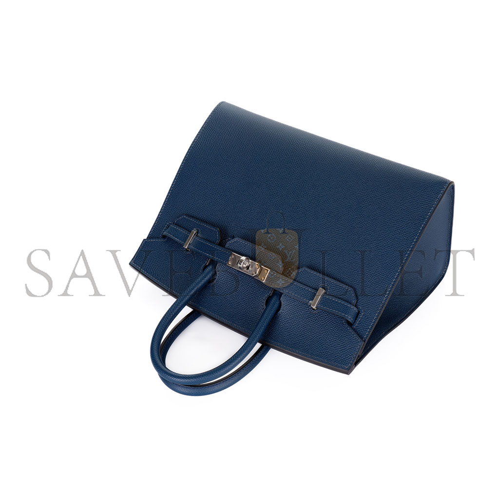H**mes birkin 25 epsom leather royal blue silver buckle bag 1274381 (25*20*13cm)
